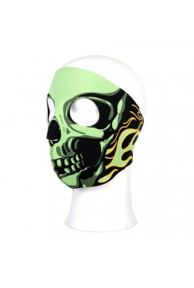 Biker mask complet crâne et flammes vertes