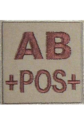 Groupe sanguin AB positif brodé sur tissu