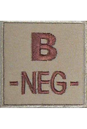 Groupe sanguin B négatif brodé sur tissu