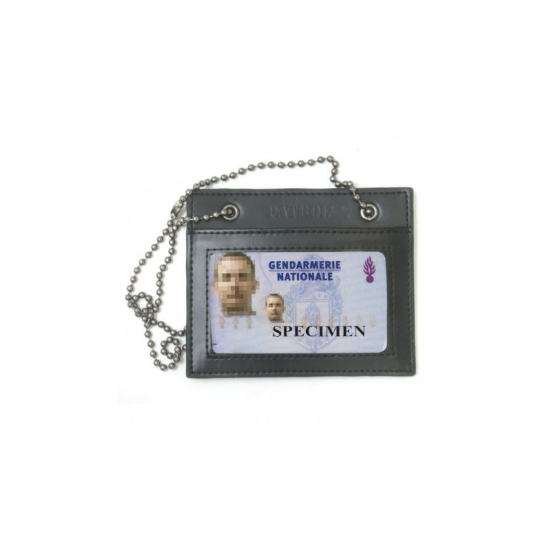 Porte-carte tour de cou avec chaînette + porte-médaille de ceinture cuir